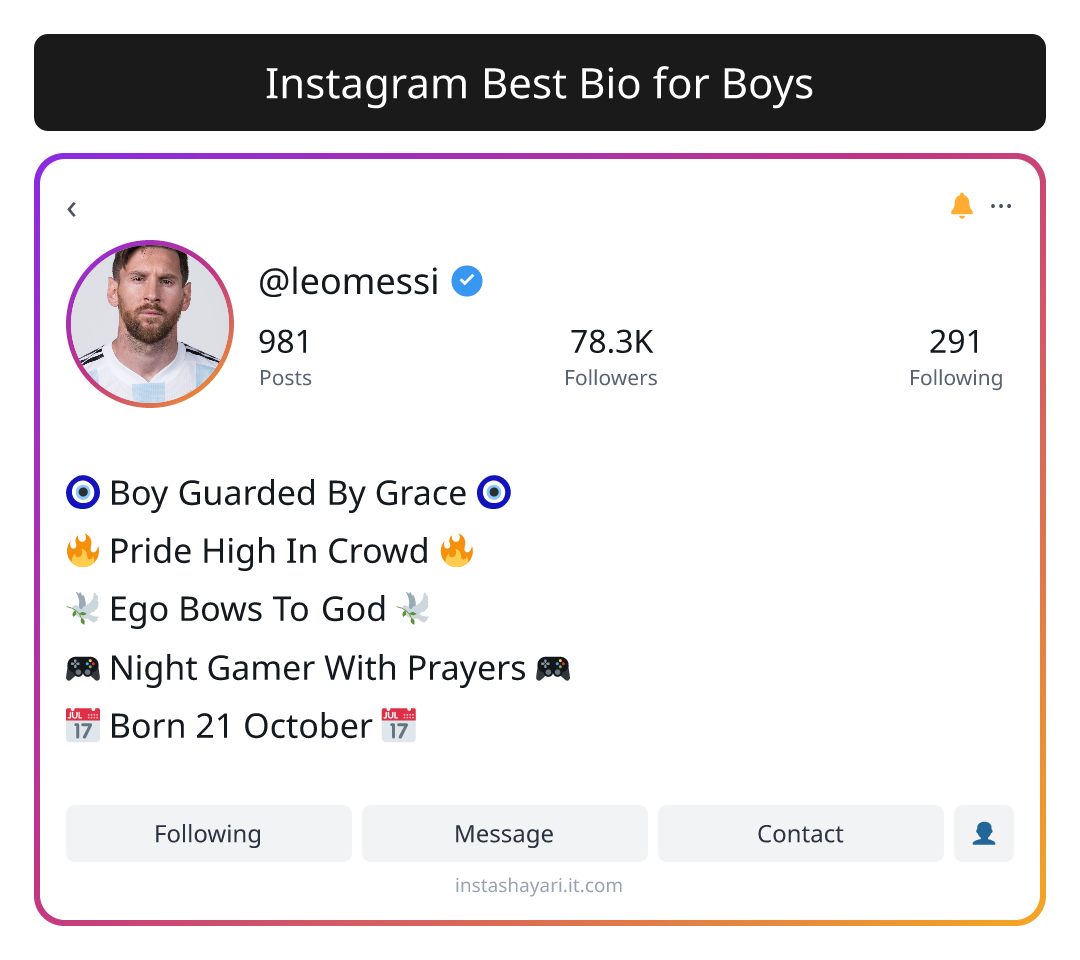 Instagram Best Bio for Boys - instagram bio for boys