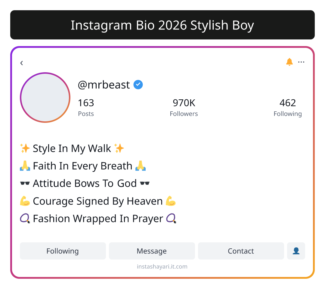 Instagram Bio 2026 Stylish Boy - instagram bio for boys