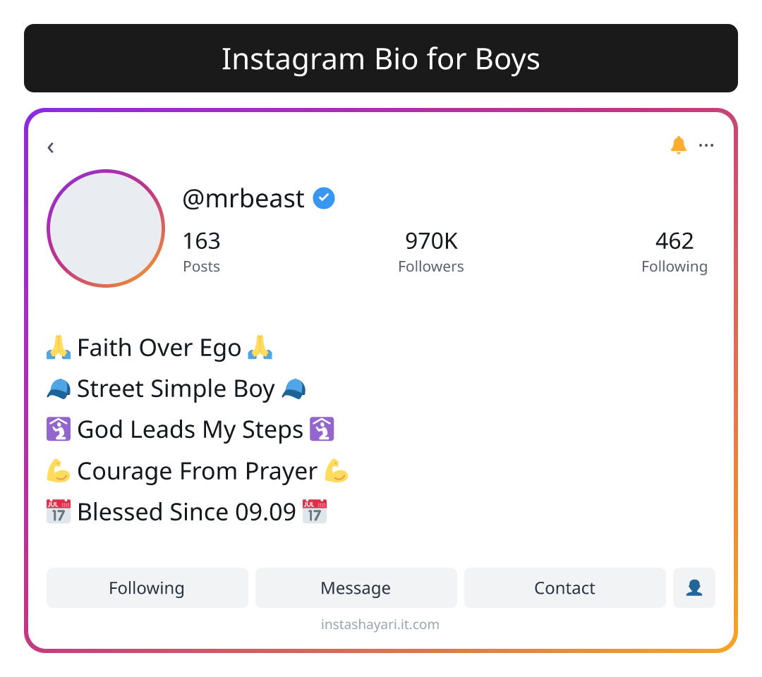 Instagram Bio for Boys