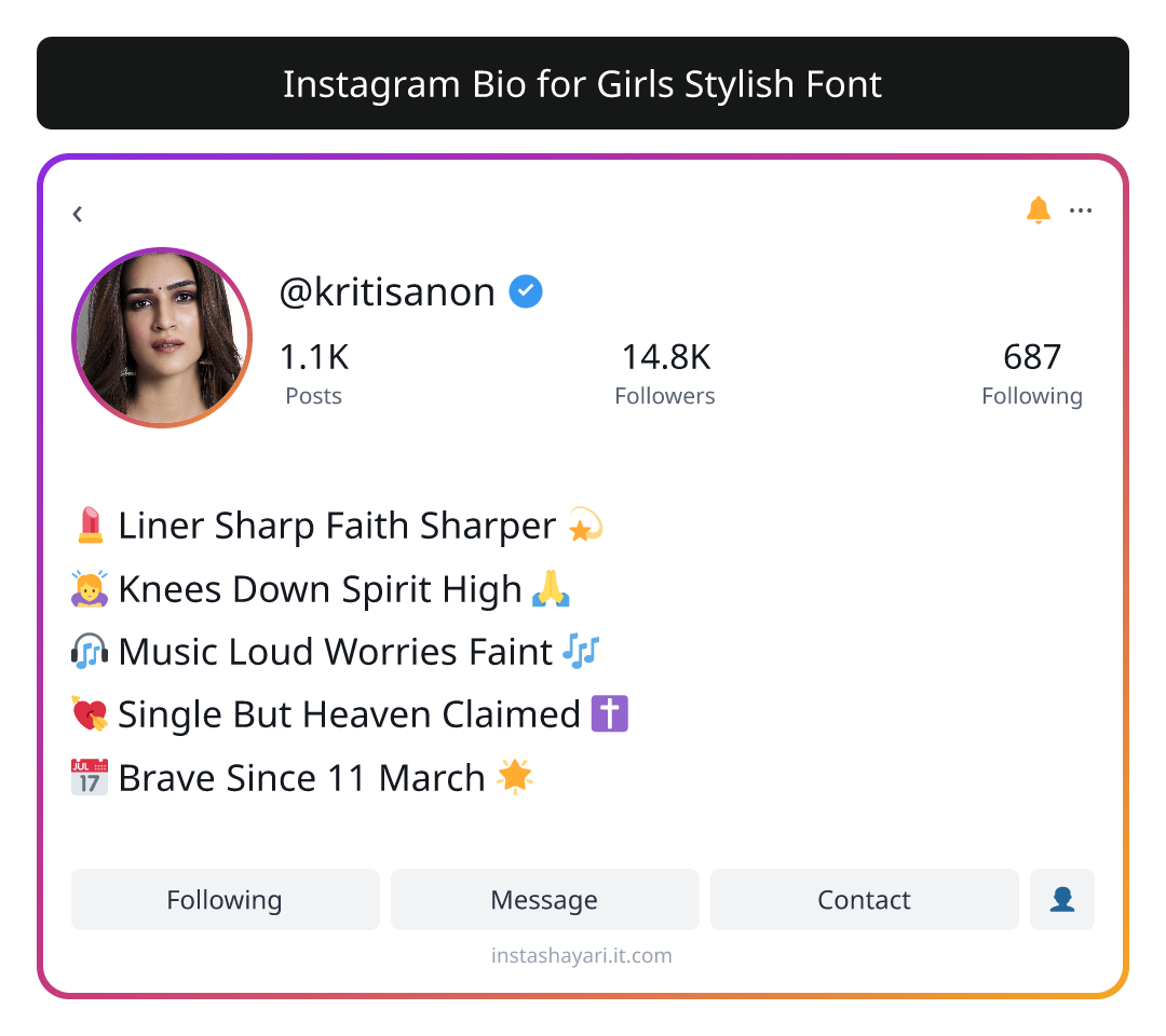 Instagram Bio for Girls Stylish Font