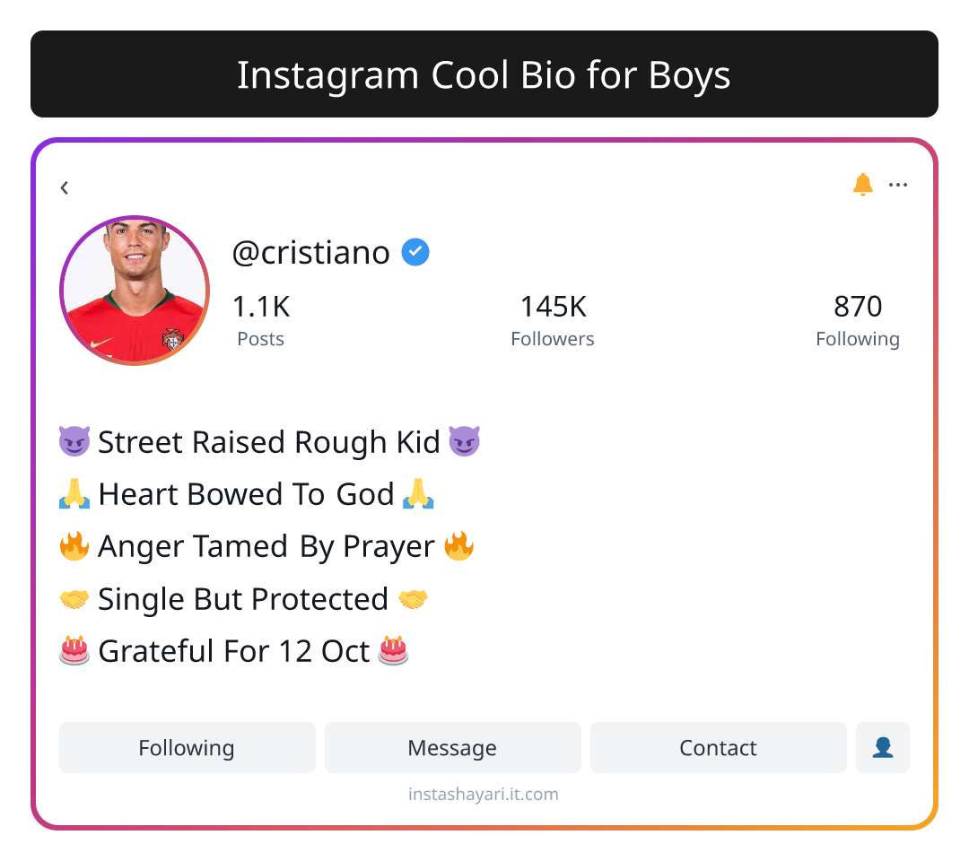 Instagram Cool Bio for Boys - instagram bio for boys