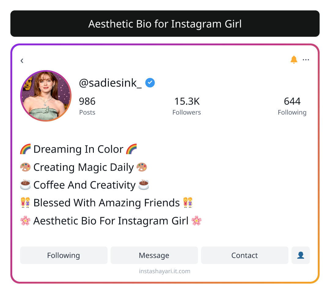 Aesthetic Bio for Instagram Girl