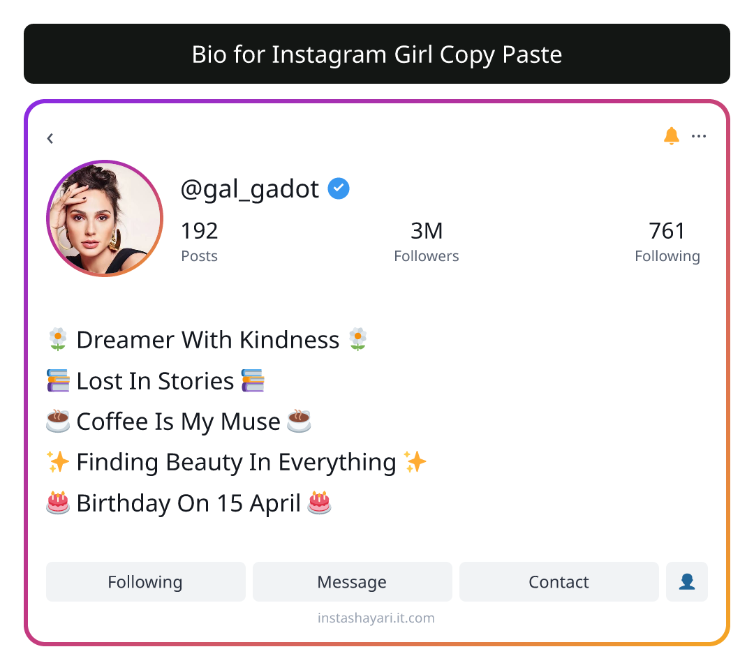 Bio for Instagram Girl Copy Paste