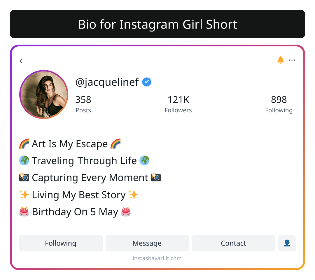 Bio for Instagram Girl Short