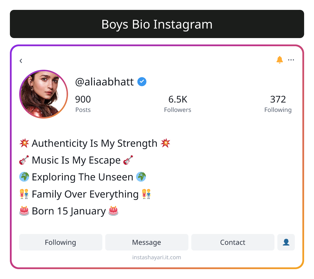 Boys Bio Instagram