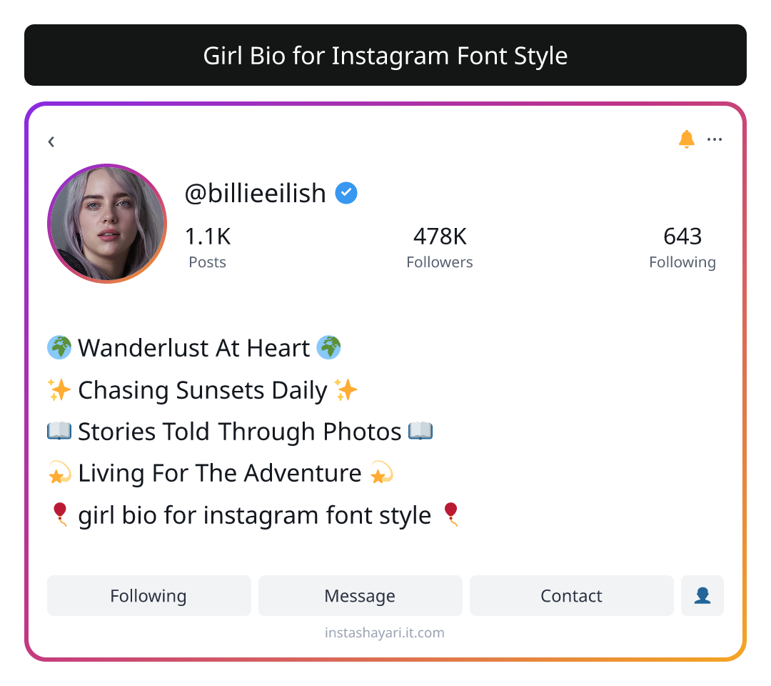 Girl Bio for Instagram Font Style