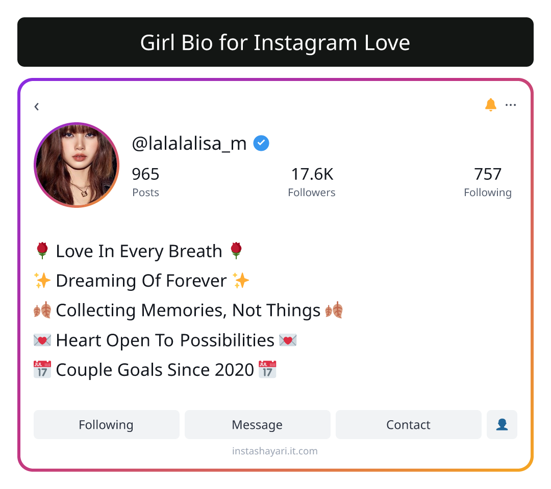 Girl Bio for Instagram Love