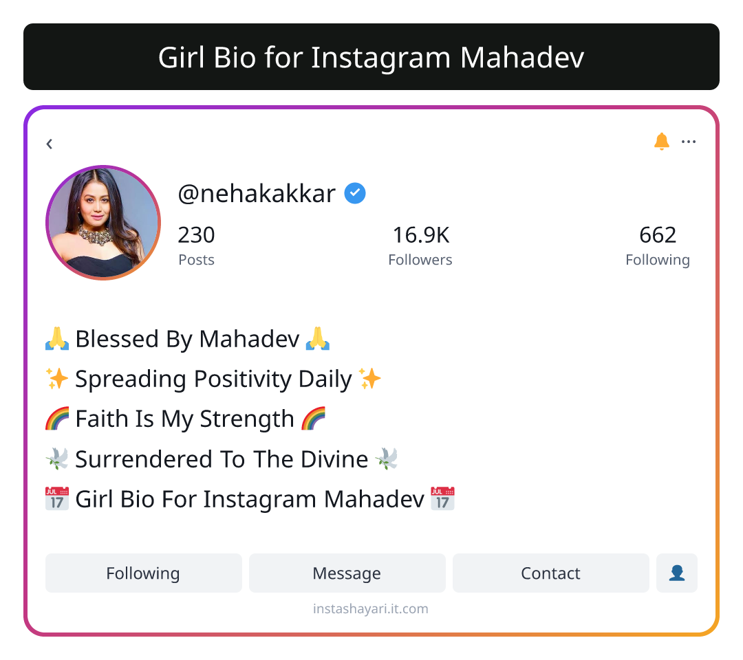 Girl Bio for Instagram Mahadev
