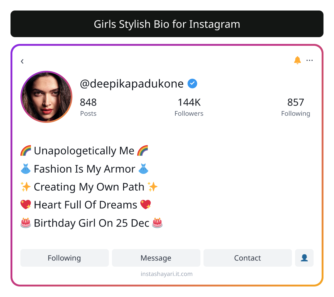 Girls Stylish Bio for Instagram - girl bio for instagram