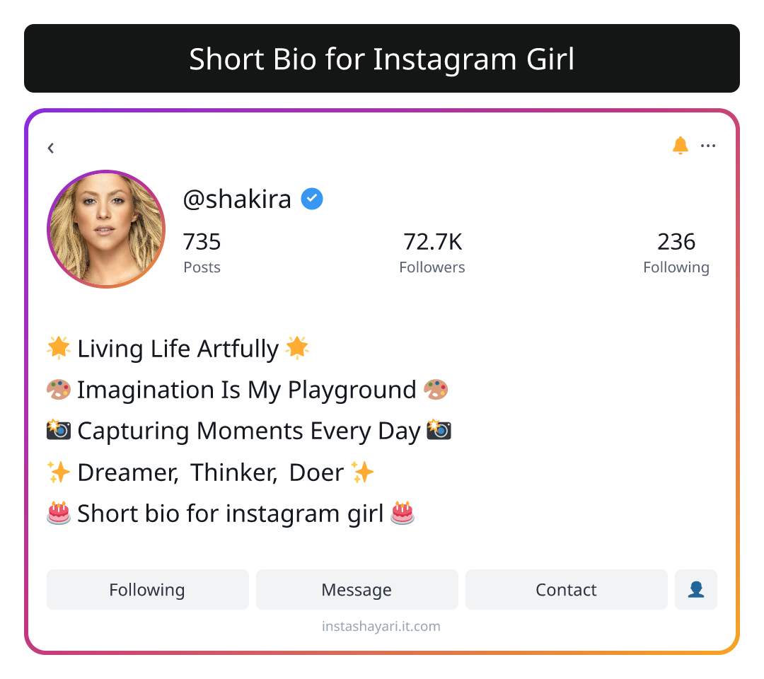 Short Bio for Instagram Girl