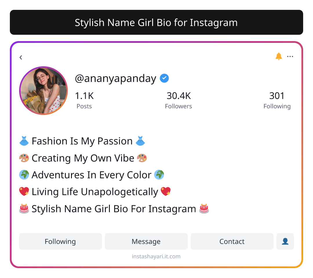 Stylish Name Girl Bio for Instagram