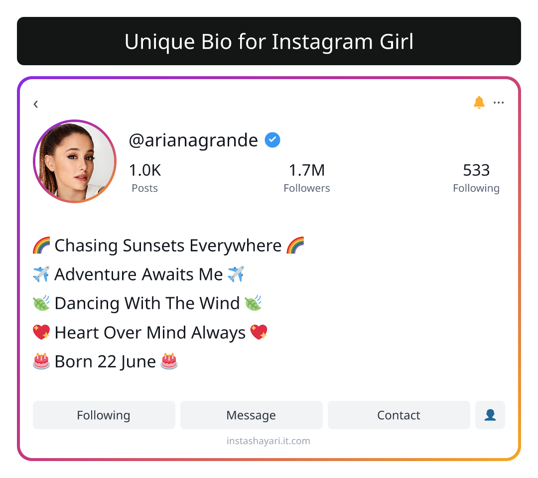 Unique Bio for Instagram Girl
