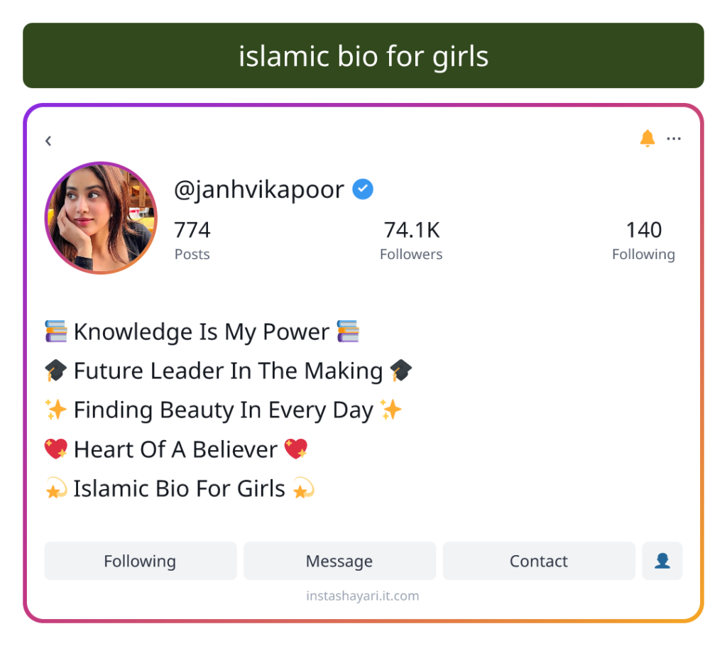 islamic bio for girls